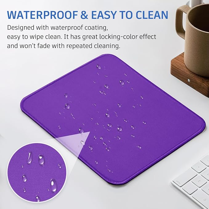 Purple Mouse Pad, Nice and Cute Mouse Pad, Splash-Proof Textured 10.2 x 8.2Inch - Image 6