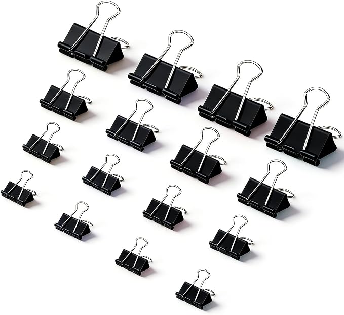180 Pcs Binder Clips Assorted Sizes, 4 Sizes Cute Binder Clips Large Medium - Image 9