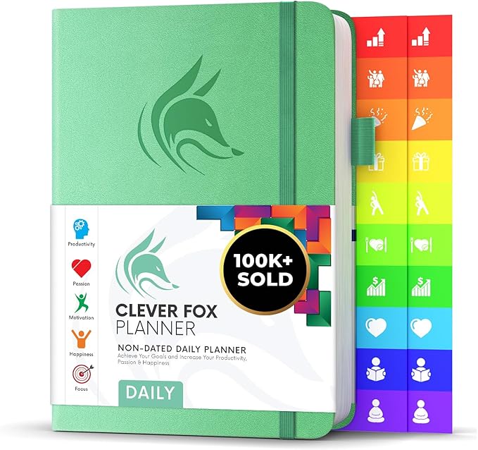 Clever Fox Daily Planner – Undated Planning Notebook with Hourly Schedule & To-Do List – Personal Day Task & Work Organizer, 6 Months (Mint)-DeskLoop Office