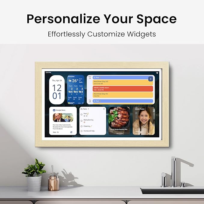 ApoloSign Digital Calendar: Electronic Calendar, Smart Touchscreen Interactive Display for Chore Chart, Family Schedules Planner, Supports All Apps via Google Play (Yellow, 15.6-inch)-DeskLoop Office