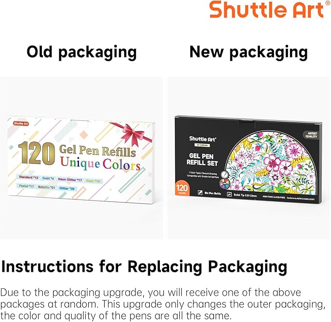 Gel Pen Refills, Shuttle Art 120 Colors (No Duplicates) Gel Pen Refills, 7 Color Types for Kids Adults Coloring Books Drawing Doodling Crafts Scrapbooking Journaling-DeskLoop Office