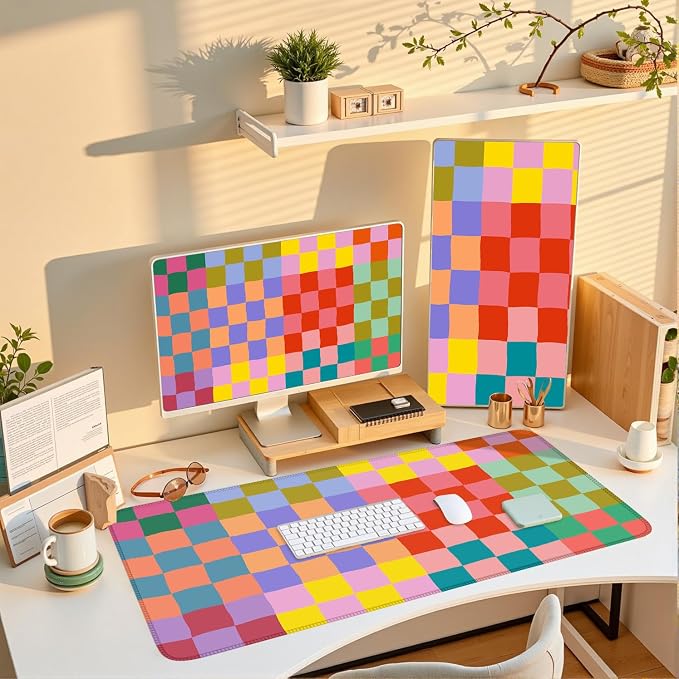 Checkered Desk Mat Retro Cute Mouse Pad XXL Large Mouse Pad, Desk Matt - Image 9