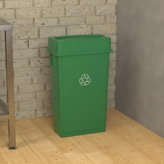 23 Gallon Green Recycle Slim Jim Trash Can with Drop Shot Lid-DeskLoop Office
