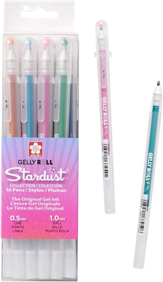 SAKURA Gelly Roll Stardust Glitter Gel Pens - Bold Point Ink Pen for Lettering, Drawing, Invitations, & Stationery - Assorted Colored Ink - Bold Line - 16 Pack-DeskLoop Office