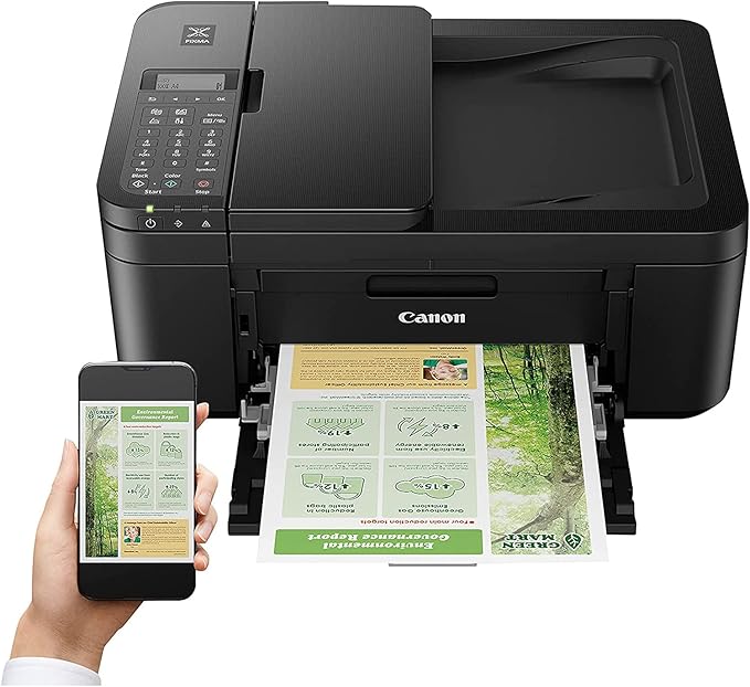 Canon PIXMA TR4720 All-in-One Wireless Printer with Auto Document Feeder, Mobile Printing, Copy, Fax and Scanner Black 5074C002 Bundle with DGE USB Connection Cable + Small Business Software Kit-DeskLoop Office
