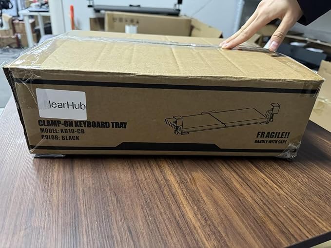 Large Keyboard Tray Under Desk Slide Out with Extra Sturdy C Clamp Mount System,26'' (30'' including Clamps) x11 Slide-Out Keyboard Drawer Under Desk for Typing,Keyboard Mouse Tray,Black-DeskLoop Office