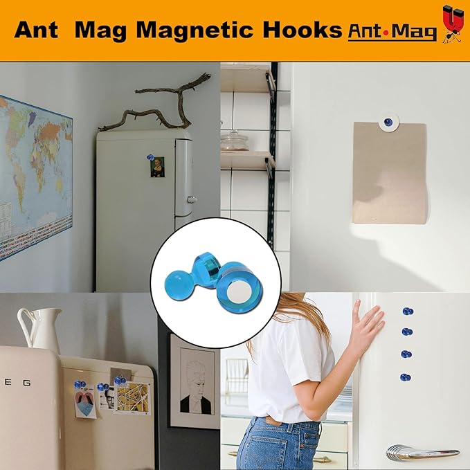 Ant Mag Magnetic Push Pins 48pcs Strong Whtieboard Pins Magnets Perfect Use for Map Fridge Kitchen Home Office Classroom-DeskLoop Office