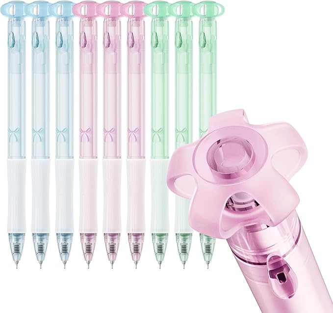 9 Pcs Gel Pens Black Ink, 0.7mm Fine Point, Smooth Writing Cute Blooming Flower Aesthetic Pens, Quick Dry Soft Touch Retractable Pens for Journaling, School Office Supplies Gifts for Women-DeskLoop Office