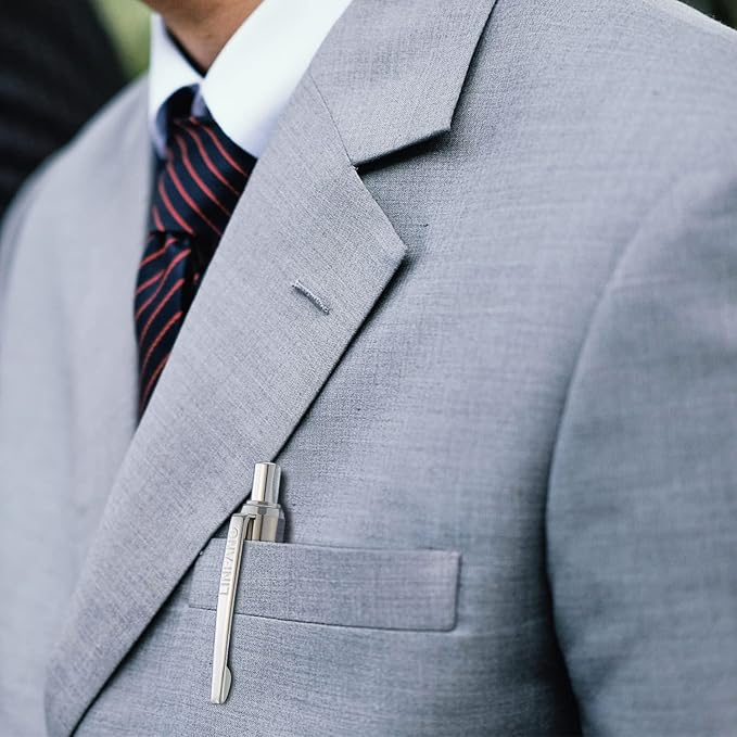 LINFANC 8 Pack Ballpoint Pens, Premium Retractable Metal Ballpoint Pen, Medium Point 1.0mm Black Ink Pen for Home School Work Office Supplies, Stainless Steel Trim, Extra 8 Refills-DeskLoop Office