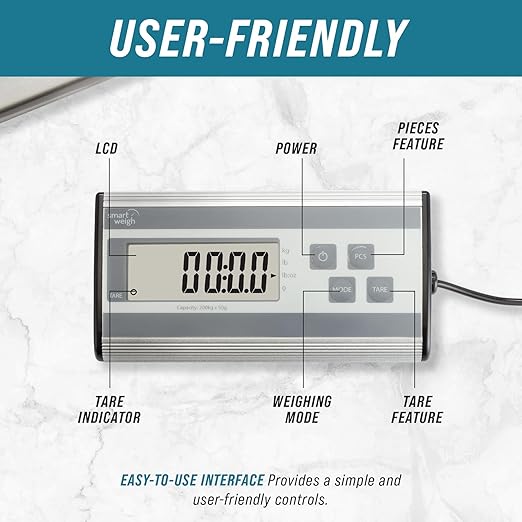 Smart Weigh 440lbs x 6 oz. Digital Heavy Duty Shipping and Postal Scale, with Durable Stainless Steel Large Platform, UPS USPS Post Office Postal Scale and Luggage Scale-DeskLoop Office