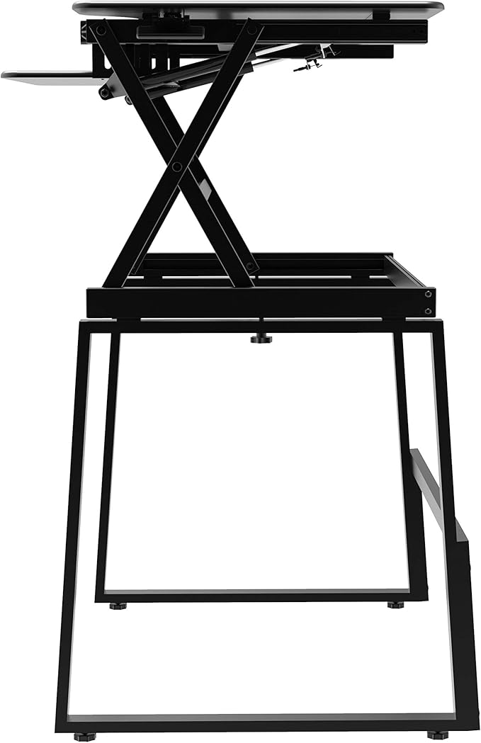 Rocelco 40" Large Height Adjustable Standing Desk BUNDLE - Quick Sit Stand Up with Floor Stand - Tall Gas Spring Assist Computer Workstation - Retractable Keyboard Tray - Black (R DADRB-40-FS2)-DeskLoop Office