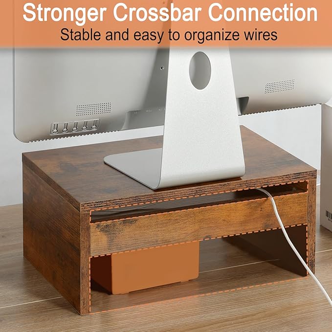 TEAMIX Higher Monitor Stand Riser-6.7 inch, Monitor Riser with Storage for Desk Small Monitor Stand TV/Screen/PC/Laptop Riser Computer Stand Desktop Shelf-DeskLoop Office