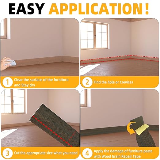 GSCIT Club Wood Grain Repair Tape, 2.4 inch X 250ft Self Adhesive Brown Walnut Grain Repair Patch for Tables, Chairs, Baseboards, Doors, Windows, Floors, Handicraft DIY.-DeskLoop Office