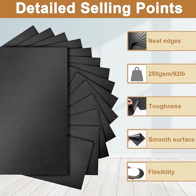 28 Sheets Shimmer Black Cardstock 8.5 x 11 Heavyweight Paper, 250gsm/92lb Black Construction Paper Card Stock for Making Card, Greeting Cards, Office, Scrapbooking, Wedding Invitations-DeskLoop Office