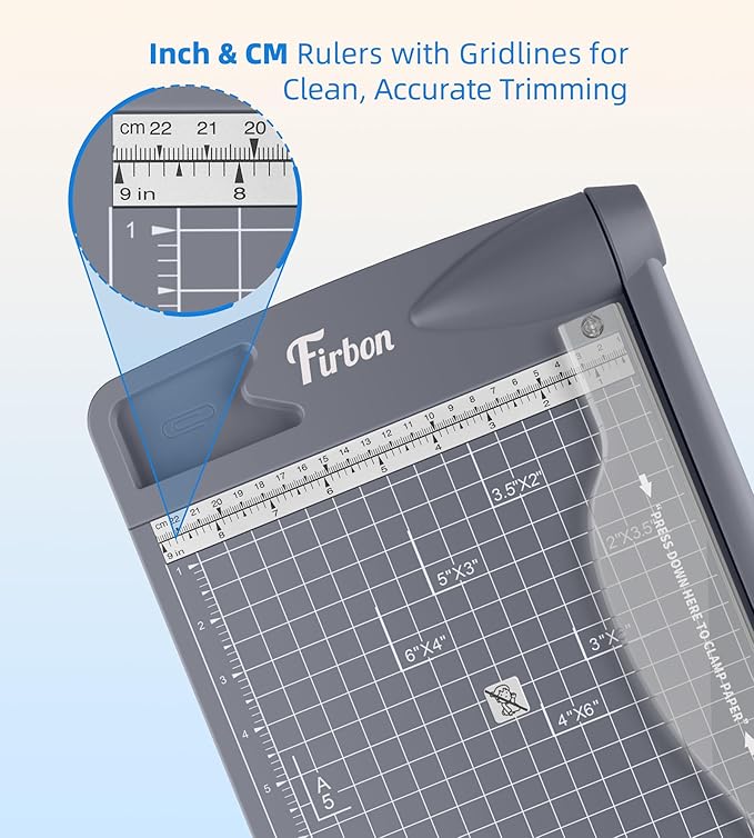 Firbon 12" Guillotine Paper Cutter, Heavy Duty 12-Sheet Capacity Trimmer for Cardstock, Photos, Scrapbooking, Office, Classroom, Studio (Gray)-DeskLoop Office