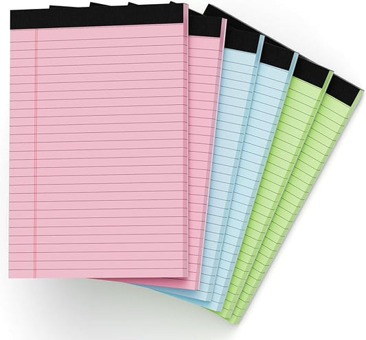 Note Pads 8.5 x 11 Colored Legal Pads 8.5 x 11 Note Paper, 6 Pack Paper Pads 8.5 x 11 Notepad, Colored Legal Notepads 8 1/2 x 11 Writing Pads, Pink Notebook Paper 8.5 x 11, Wide Ruled, 30 Sheets/Pad-DeskLoop Office