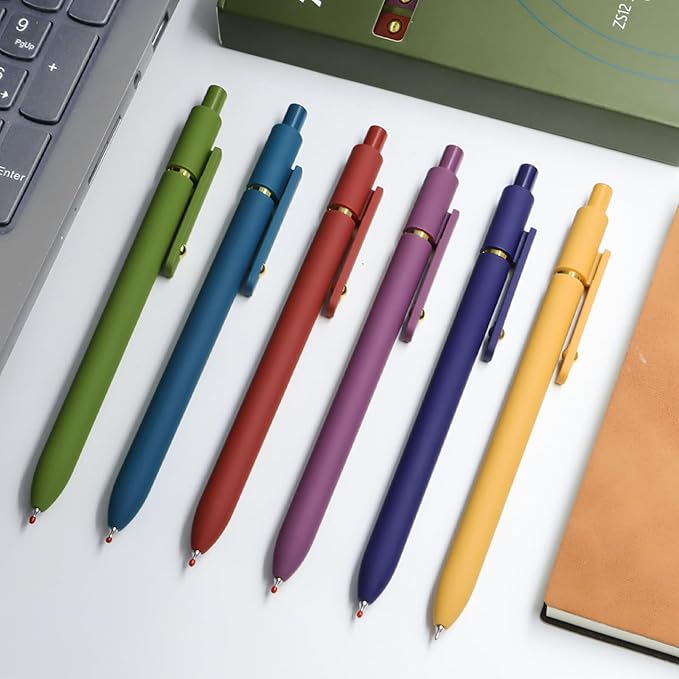6 Pcs Gel Pens 0.5mm Quick Dry Black Ink Pens Fine Point Smooth Writing Pens, Cute Office and School Supplies Gifts for Women Teacher Students (6 Pcs Vintage Gold)-DeskLoop Office