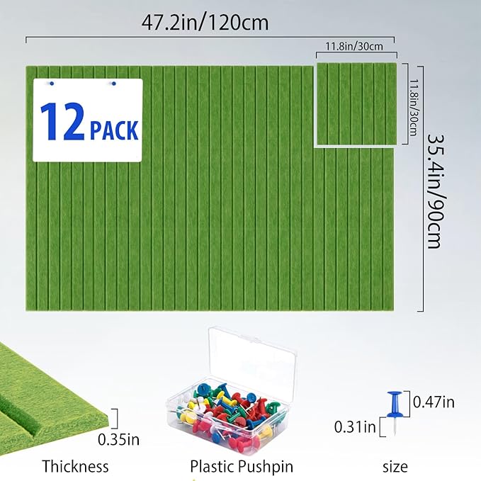 Cork Boards for Walls 48" x 36" Felt Board Alternative, 12 Pack Felt Wall Tiles Bulletin Board, Large Cork Board for Office Pin Board Tack Board Cork Boards-DeskLoop Office