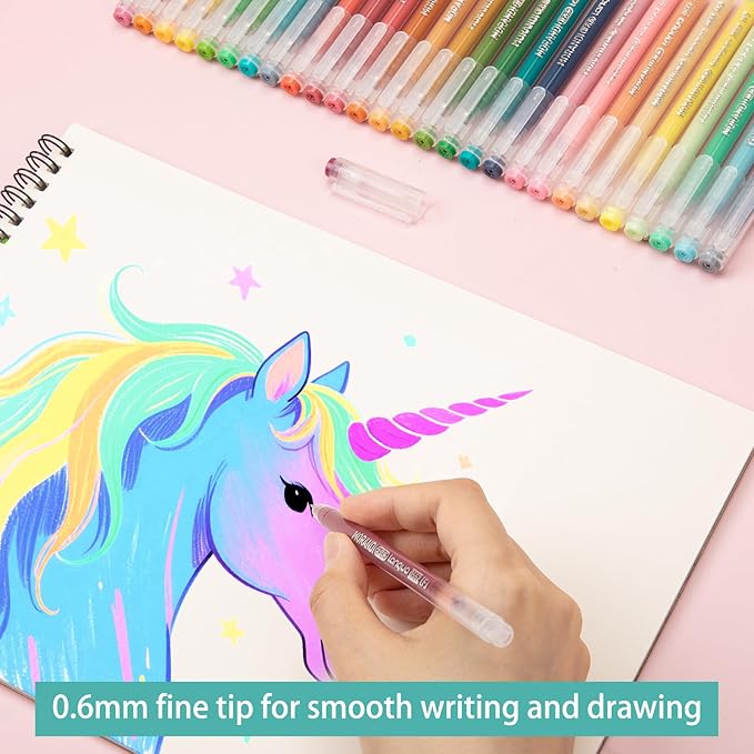 Gel Pens For Coloring, 18 Pack Colored Pens for Black Paper & White Paper, 0.6MM Fine Point Pens for Coloring, Writing, Drawing, Journaling, Note Taking, School, Office, Home-DeskLoop Office