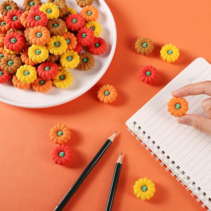 44Pcs 3D Pumpkin Erasers Bulk, Halloween Fall Mini Erasers for Student Classroom Prizes, Game Reward,Treasure Box,Trick or Treats, Goody Bag Filler,Party Favors (44PCS)-DeskLoop Office
