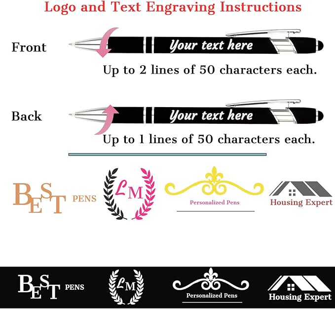 Personalized Pens with Name Logo or Message, Up to 1200 pcs Bulk Custom Metal Ballpoint Pen with Black Ink Customized Gift for Business, Graduation and Promotions (Dark Blue)-DeskLoop Office