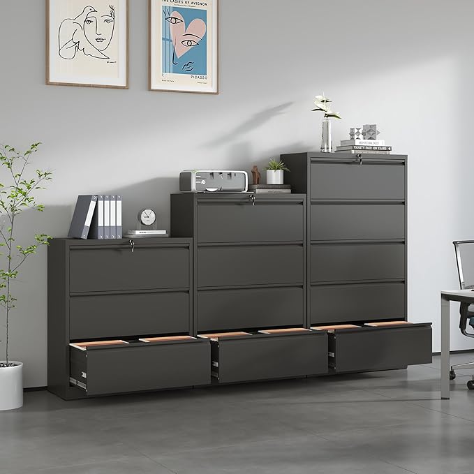 Locking File Cabinet with 5 Drawer Heavy Duty Large Metal Filing Cabinet Home Office Lateral File Cabinets Wide Steel Cabinets for Legal/Letter Size Files,Assembly Required-DeskLoop Office