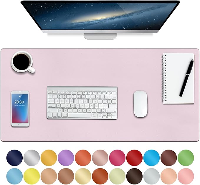 Boutilon Leather Mouse Pad,Extended Desk Pad for Keyboard and Mouse Non-Slip Study Desk Writing Pad Desktop Protector for Home Office Accessories,30"x 14"(M-Light Pink)