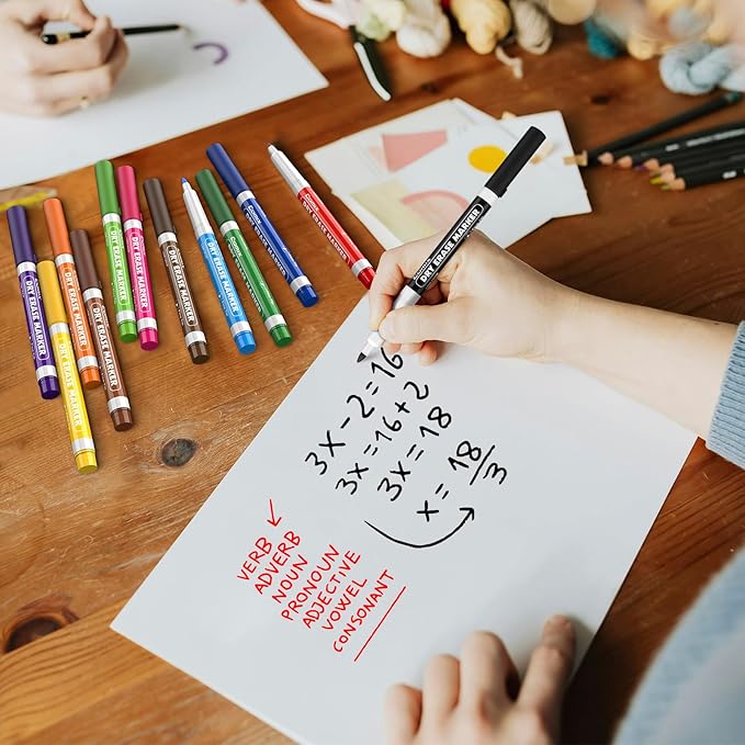 Comix Low Odor Dry Erase Markers, Fine Tip Whiteboard Markers, 36 Bulk 12 Assorted Colors Markers for Kids Teachers Office & School Supplies-DeskLoop Office