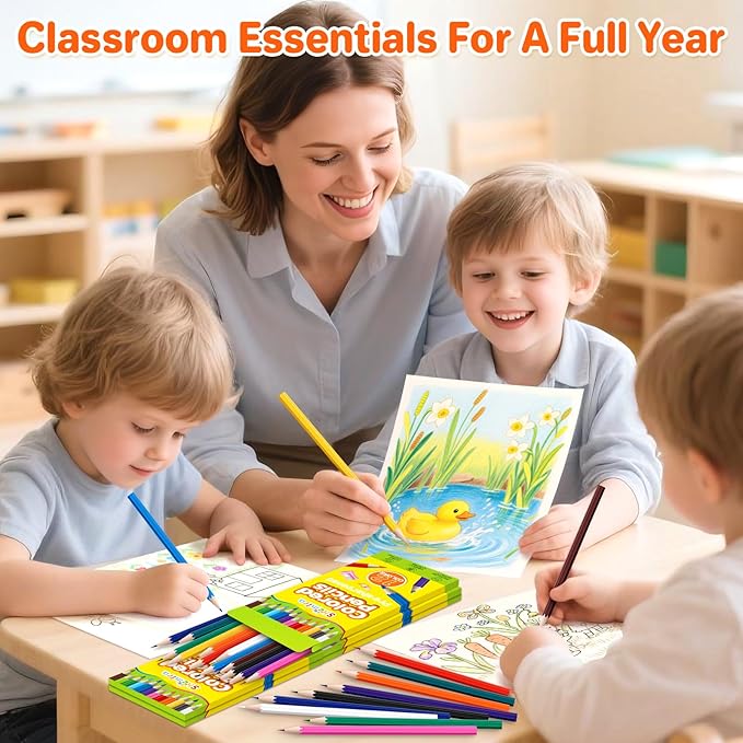 Shemira 100 Pack (1200 Count) Colored Pencils Bulk Set for Kids, Pre-sharpened Coloring Pencil in 12 Colors, Erasable Color Pencils', School Supplies for Kids Teachers, Back to School Supplies-DeskLoop Office