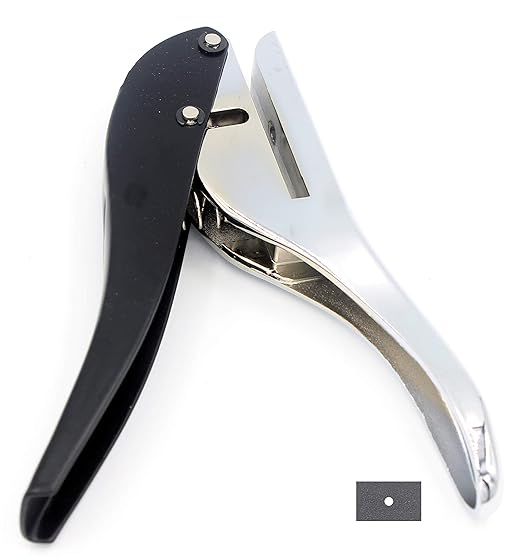 Hand-held 1/8 inch 3mm Round Metal Silver Heavy Duty Single Circle Hole Punch for ID Cards PVC Cards Badge Photos-DeskLoop Office