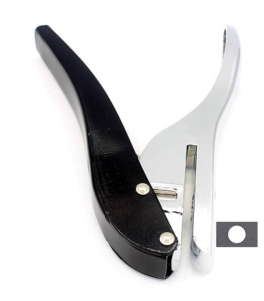 Metal Silver Hand-held 2/5 inch 10mm Round Heavy Duty Single Circle Hole Punch for ID Cards PVC Cards Badge Photos-DeskLoop Office