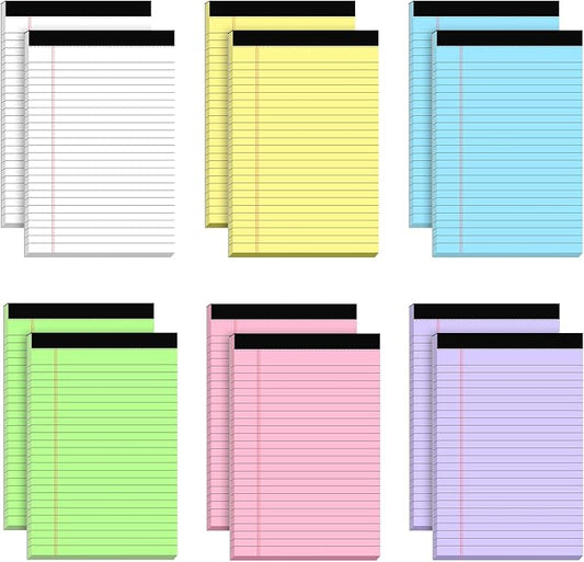 12pcs Small Legal Pads 5x8 Colored Note Pads Paper College Ruled Notepad Clear Print Writing Pads 5 x 8 Legal Pads Perforated Narrow Ruled Pads of Paper (Multicolor)-DeskLoop Office