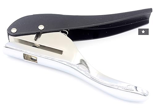Hand-held 1/4 inch 6mm Star Shape Metal Silver Heavy Duty Single Hole Punch for ID Cards PVC Cards Badge Photos-DeskLoop Office
