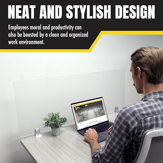 Obex Frosted Acrylic Desk Mounted Privacy Panel, 18", Aluminum