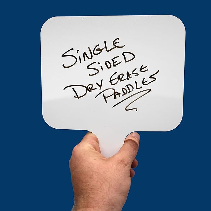 Flipside Products Rectangular Dry Erase Answer Paddles w/Black Dry Erase Marker and Erasers, Auction, Handheld Whiteboard, Handle Response Board, 72 Pieces, Set of 24-DeskLoop Office