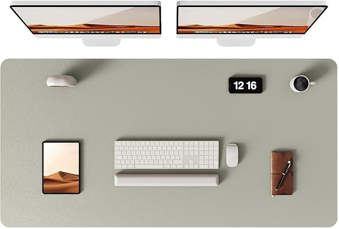 YSAGi Leather Desk Protector, Office Mat, Large Mouse Mat, Non-Slip PU Leather Blotter, Laptop Pad, Waterproof Writing Pad for Office and Home (Sage Green, 47.2" x 23.21")-DeskLoop Office