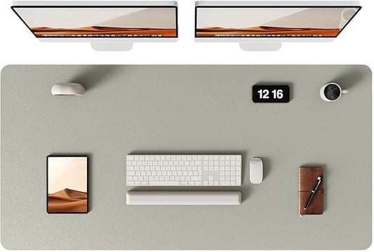 YSAGi Leather Desk Protector, Office Mat, Large Mouse Mat, Non-Slip PU Leather Blotter, Laptop Pad, Waterproof Writing Pad for Office and Home (Sage Green, 47.2" x 23.21")-DeskLoop Office