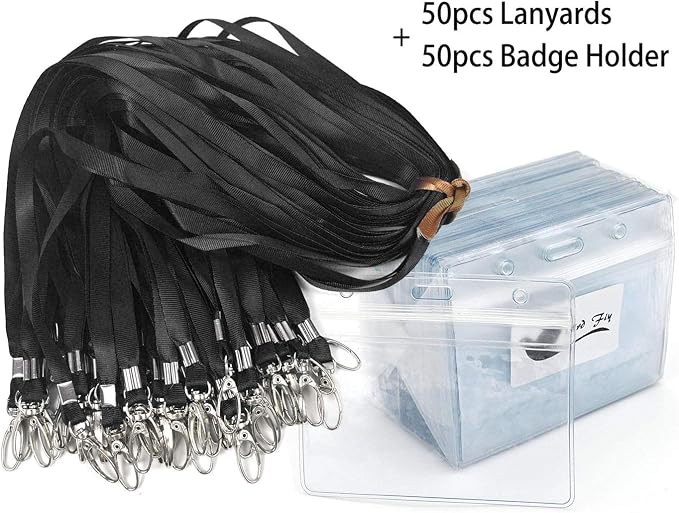 Lanyard with ID Holder 50 Pcs Waterproof Name Tag Horizontal Badge ID Card - Image 6