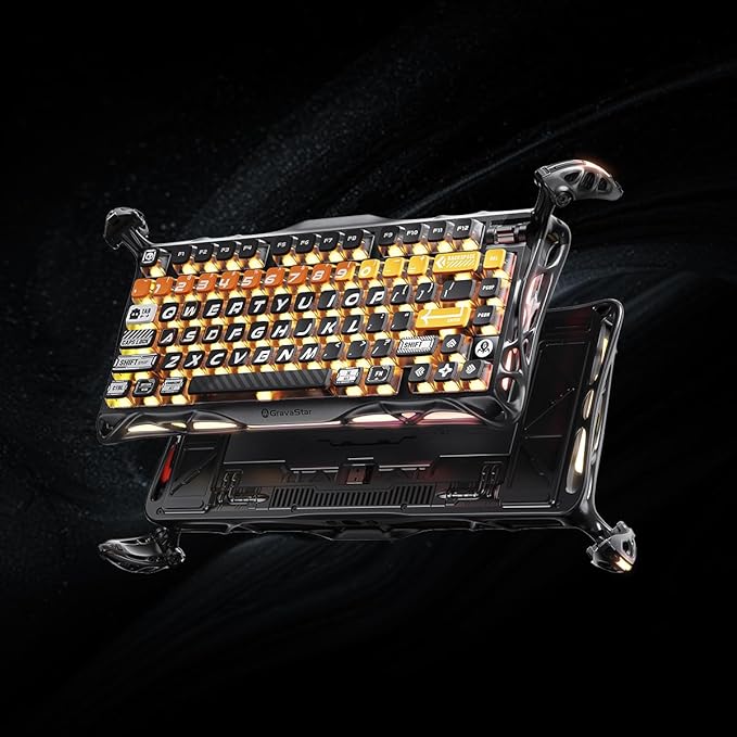 GravaStar Mercury K1 Pro Wireless Mechanical Gaming Keyboard, 75% Layout RGB Custom Keyboard, Aluminum Alloy Matte Black Frame with Phoenix-Inspired Keycaps, Hot-Swappable Linear Switches – CyberFlare-DeskLoop Office