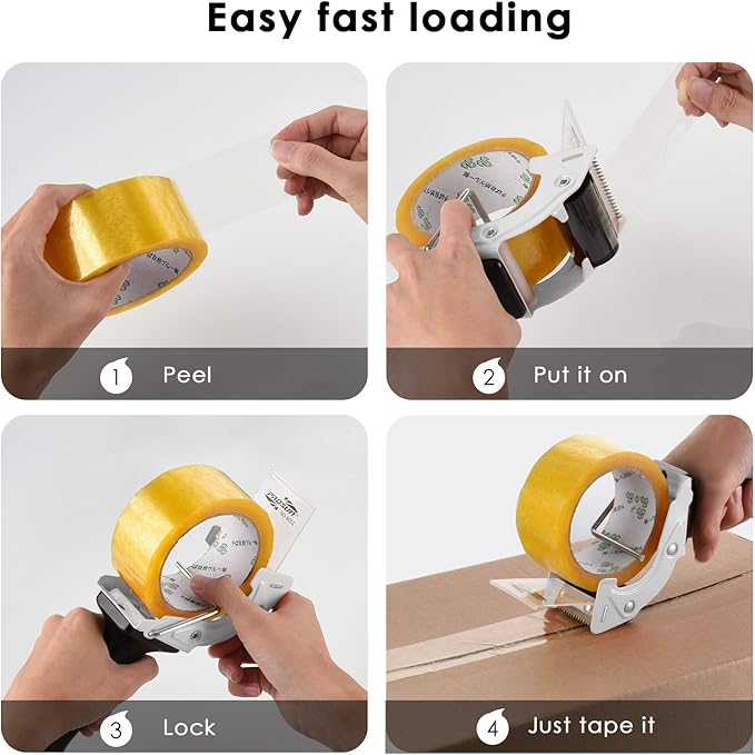 Fast Reload 2 Inch Tape Gun Dispenser Packing Packaging Sealing Cutter TG01 (TG01-WHT)-DeskLoop Office