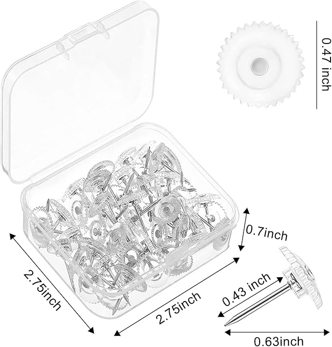 Lunies 50 PCS Clear Push Pins for Bulletin Board, Thumb Tacks for Wall Hanging, Decorative Push Pins for Cork Board, Wall Tacks for Picture-DeskLoop Office