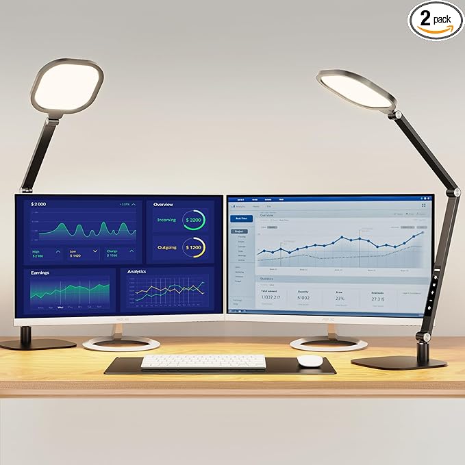 LED Desk Lamp for Home Office, Desk Light for Video Call, 3 Color Temperature 10 Brightness Computer Light, Dimmable Led Desk Light with Memory & Timer Func, Metal Swing Arm Architect Desk Lamp White-DeskLoop Office