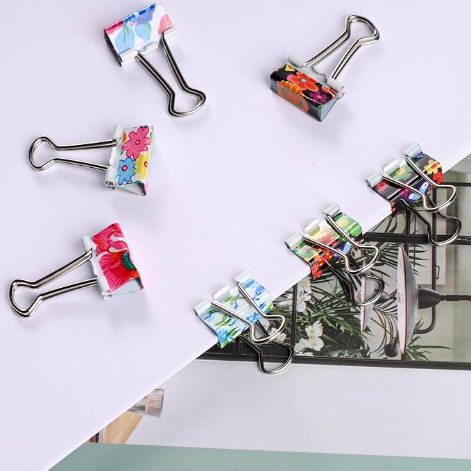Ufmarine 60 Pcs Small Binder Clips3/4 Inch, Flower Cute Binder Clips - Image 7