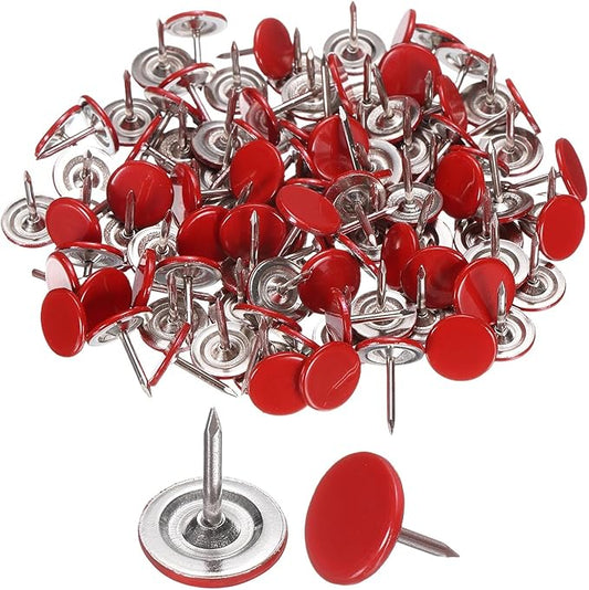 uxcell 150Pcs Upholstery Tacks, 11mmx13mm Flat Head Thumb Tack Decorative Furniture Nails Push Pins for Furniture Sofa Headboards, Red-DeskLoop Office