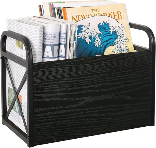 YINMIT Magazine Holder, Magazine Rack Floor, Magazine Storage Basket, Folder Organizer Bin for Books, Newspapers, Tablets (Black)-DeskLoop Office