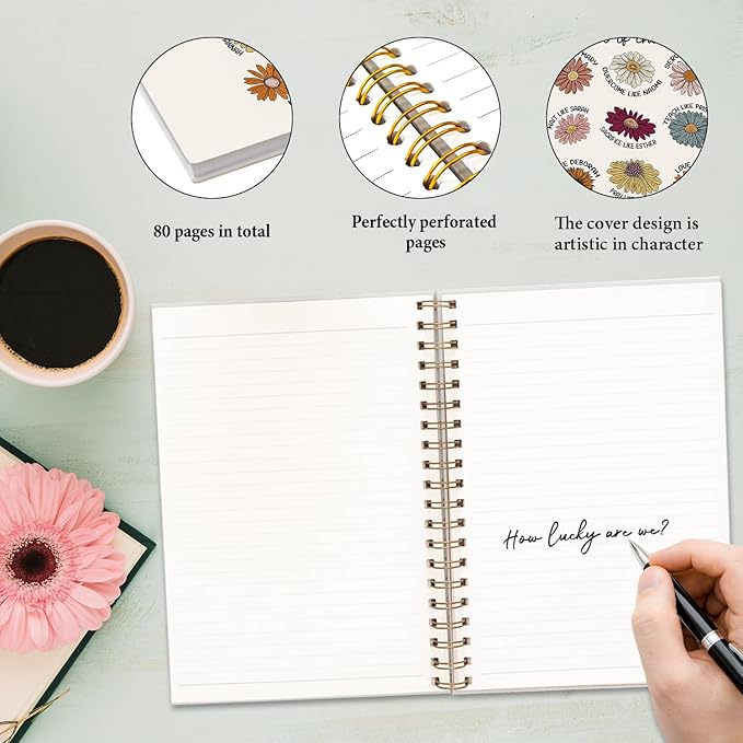 JXREQ Floral Christian Bible Notebook Journal for Women Note Taking, Religious Prayer Journal for Women Gifts, Scripture Journal, Church Notes Notebook 5.5x8.3-DeskLoop Office