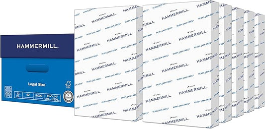 Hammermill Printer Paper, 20 lb Copy Paper, 8.5 x 14 - 10 Ream (5,000 Sheets) - 92 Bright, Made in the USA, 105015C-DeskLoop Office