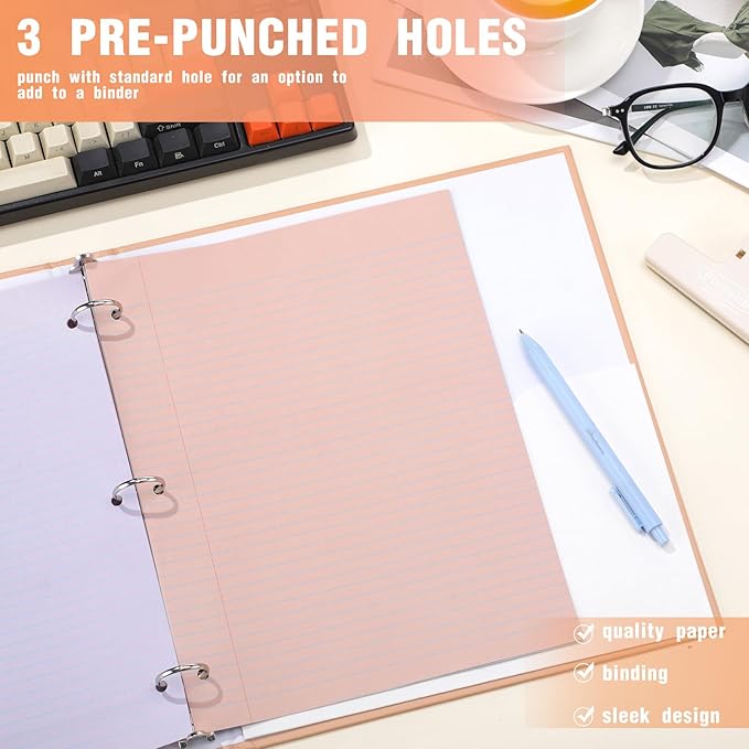 PerKoop 400 Sheets Colored Loose Leaf Paper 8.5" x 11" college ruled Lined 3 Hole Punched notebook Filler Paper for 3 Ring Binders Office School Supplies (Fantasy Color)-DeskLoop Office