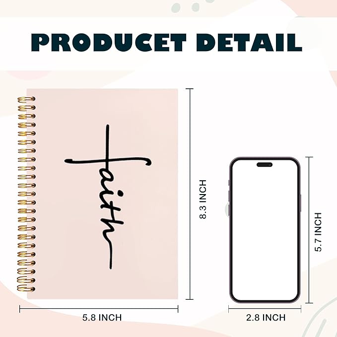 BearCake Faith Journal, Christian Notebook, Christian Gifts for Women, Bible Notebooks for Note Taking, Bible Journaling Notebook, Prayer Journal, Hardcover Spiral Notebook 5.5x8.3-DeskLoop Office