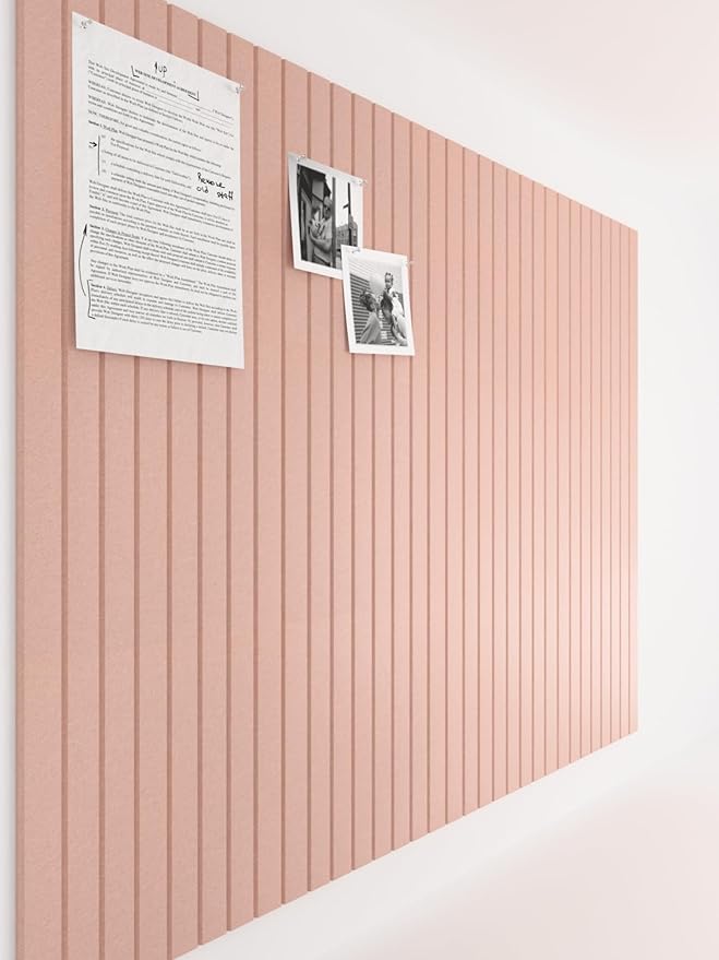 Bumusty Large Cork Board Alternative-47 x35 Felt Bulletin Board Tiles, with 30 Pushpins, 70 Adhesive Tabs, 12-Pack Slat Wall Paneling, Cork Boards for Office Push Pin Board Felt Board-Coral-DeskLoop Office